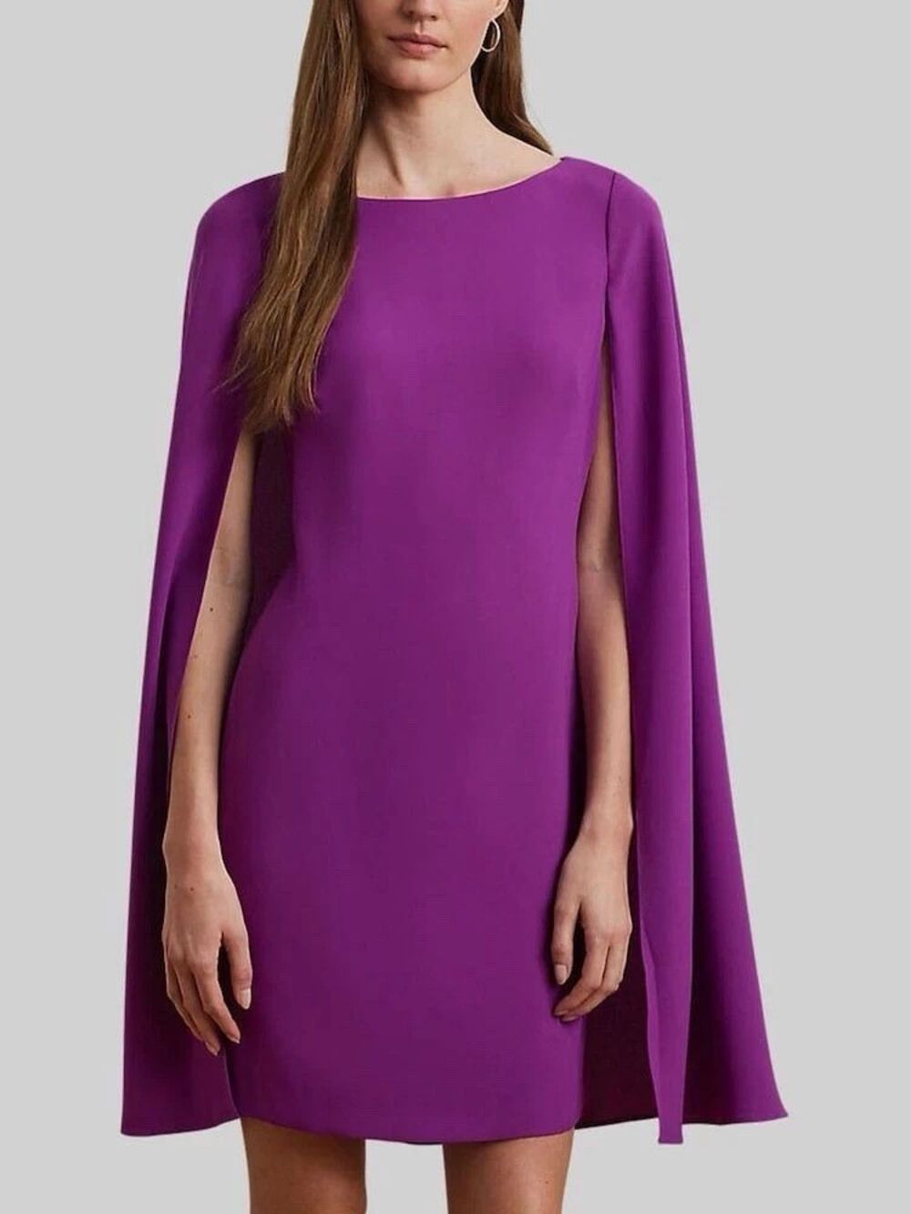 Lauren Ralph Lauren Purple Cape Georgette Mini Dress 4 Cocktail Party NWT